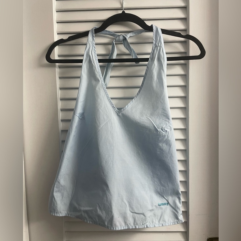 Tommy Hilfiger Blue Sleeveless Tie Front Tank Top